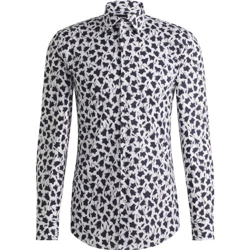 Chemise Slim en popeline de coton stretch avec imprimé à fleurs - Boss - Modalova