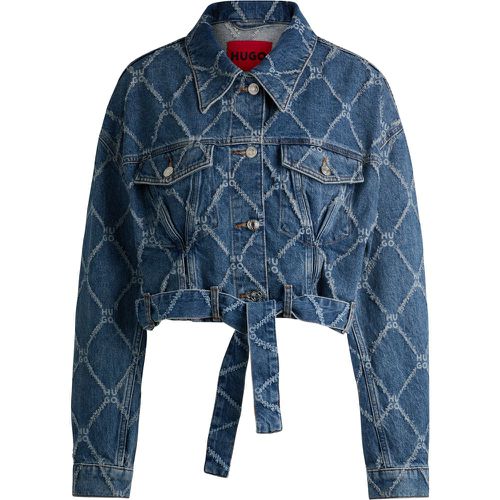 Veste en jean courte à motif logo revisité - HUGO - Modalova