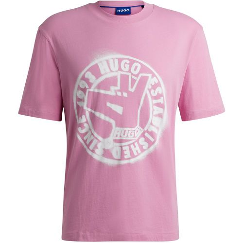 T-shirt Regular en jersey de coton avec motif artistique emblématique - HUGO - Modalova