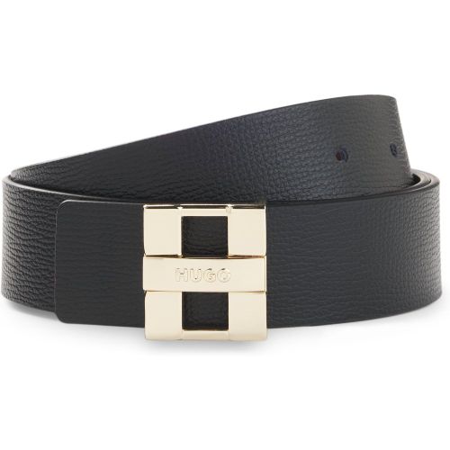 Ceinture en cuir réversible avec lettres métalliques du logo - HUGO - Modalova