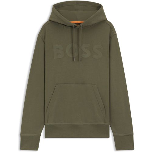 Sweat à capuche Relaxed en molleton de coton avec grand logo - Boss - Modalova