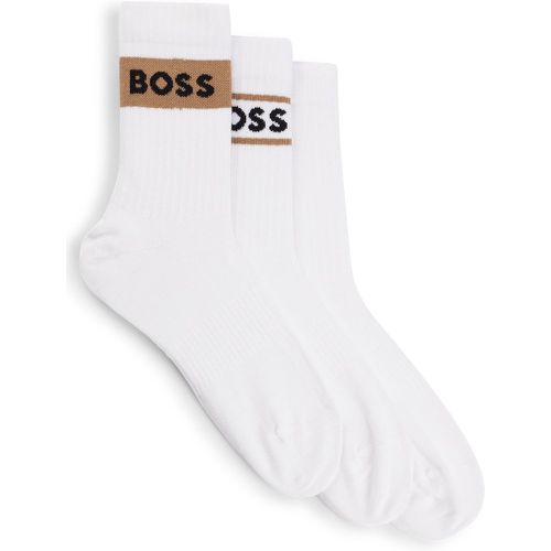 Lot de trois paires de chaussettes courtes en coton mélangé avec logos - Boss - Modalova