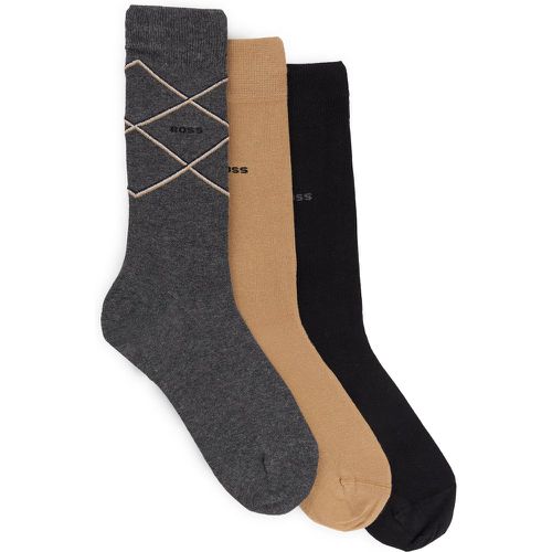 Lot de trois paires de chaussettes mi-mollet en coton mélangé - Boss - Modalova