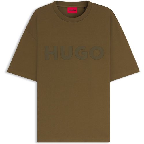 T-shirt oversize en coton à logo réfléchissant - HUGO - Modalova