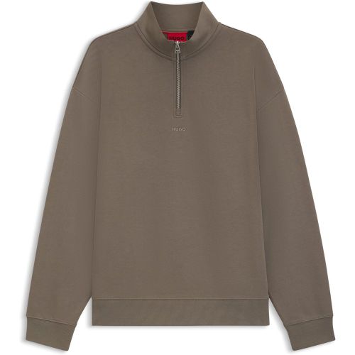 Sweat en molleton de coton avec encolure zippée et logo imprimé - HUGO - Modalova