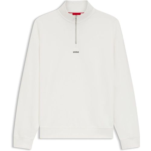 Sweat en molleton de coton avec encolure zippée et logo imprimé - HUGO - Modalova
