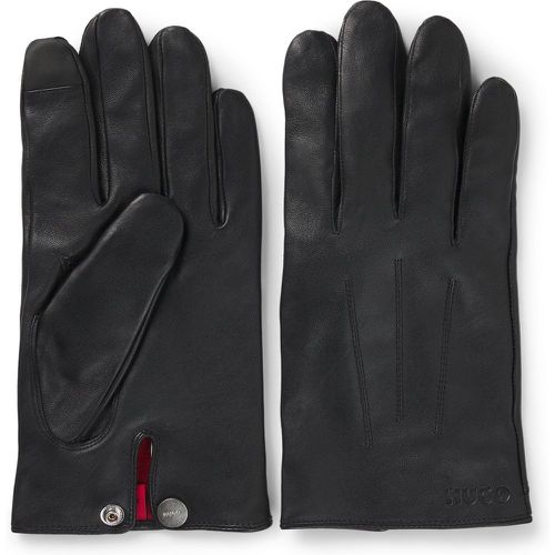 Gants en cuir avec bouton-pression et doublure logotés - HUGO - Modalova