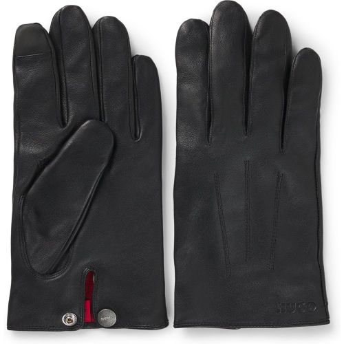 Gants en cuir avec doublure en laine mélangée - HUGO - Modalova