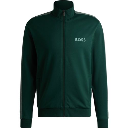 Veste zippée en coton mélangé avec logo imprimé en transfert - Boss - Modalova