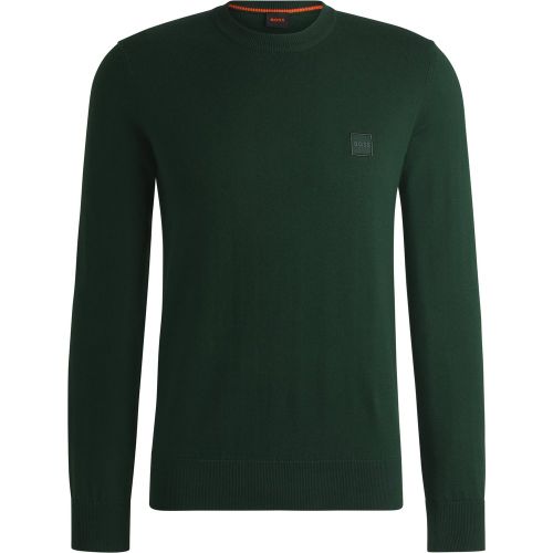 Pull en coton et cachemire avec étiquette logotée - Boss - Modalova