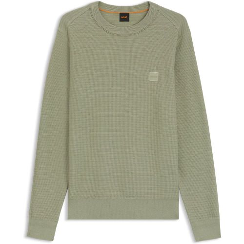Pull structuré en coton et cachemire avec patch logoté - Boss - Modalova
