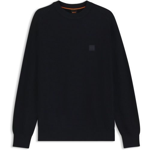Pull structuré en coton et cachemire avec patch logoté - Boss - Modalova