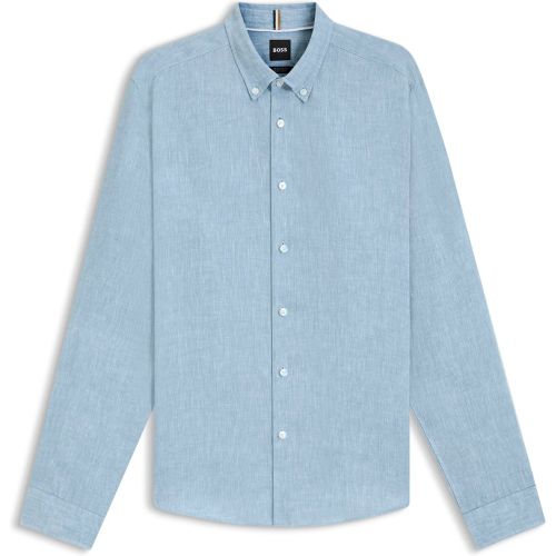 Chemise Regular à pointes boutonnées en lin - Boss - Modalova