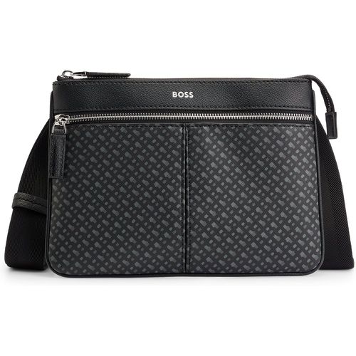 Sac enveloppe à empiècement monogrammé et logo argenté imprimé en transfert - Boss - Modalova