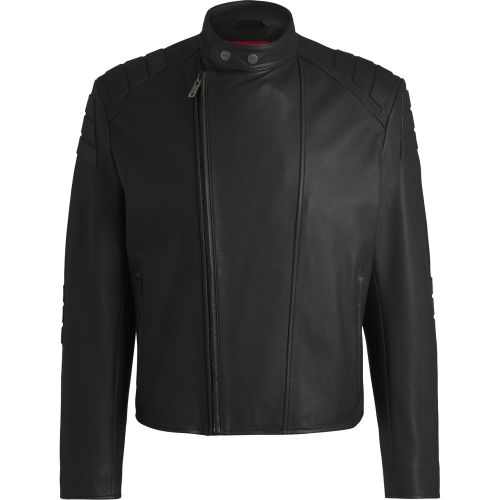 Veste en cuir d’inspiration sport automobile avec détails en relief - HUGO - Modalova