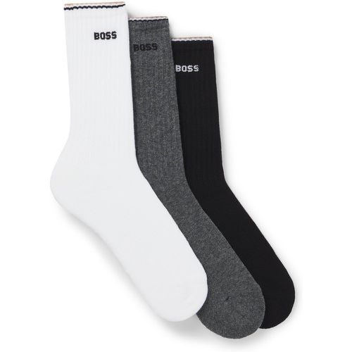 Lot de trois paires de chaussettes basses en coton mélangé avec logos - Boss - Modalova