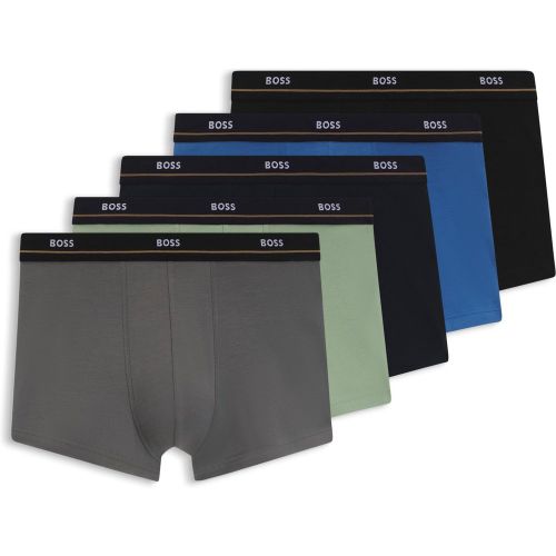 Lot de cinq boxers courts en coton stretch avec taille logotée - Boss - Modalova