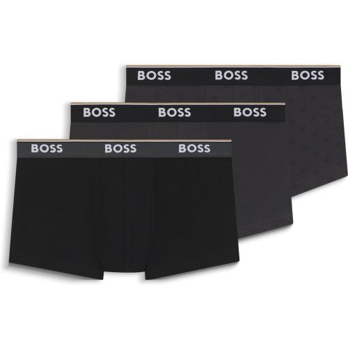 Lot de trois boxers courts en coton stretch avec taille logotée - Boss - Modalova