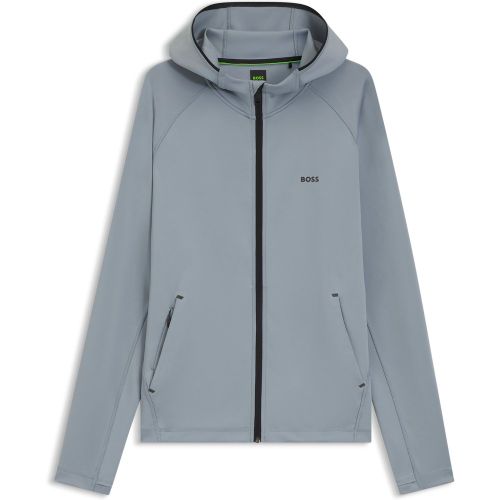 Sweat à capuche Actif en tissu stretch à fermeture éclair et gestion de l’humidité - Boss - Modalova