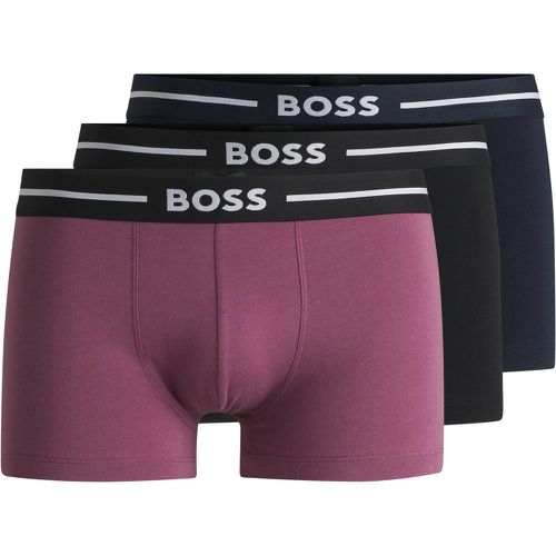 Lot de trois boxers courts en coton stretch avec taille logotée - Boss - Modalova