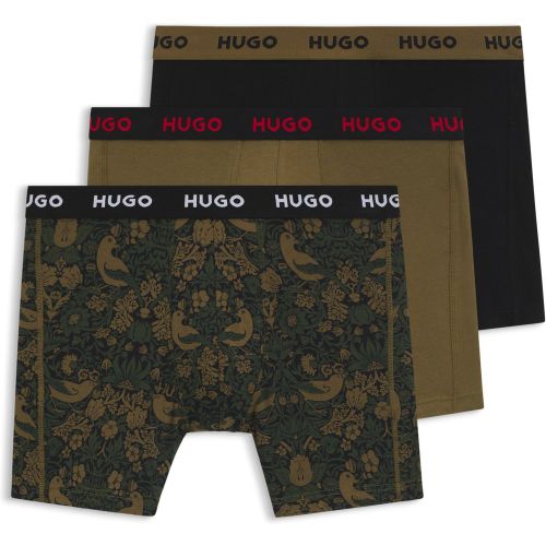Lot de trois boxers longs en coton stretch avec logos - HUGO - Modalova