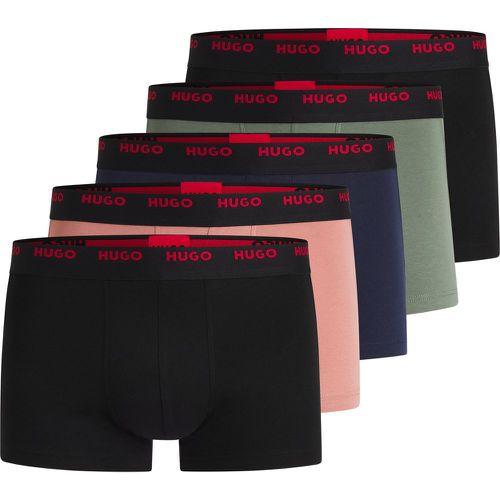 Lot de cinq boxers courts en coton stretch avec taille logotée - HUGO - Modalova