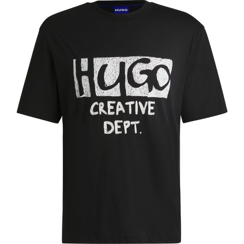 T-shirt en jersey de coton à logo artistique - HUGO - Modalova