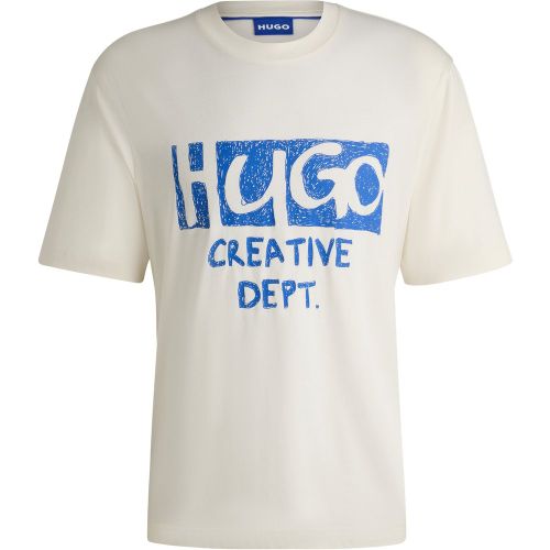 T-shirt en jersey de coton à logo artistique - HUGO - Modalova