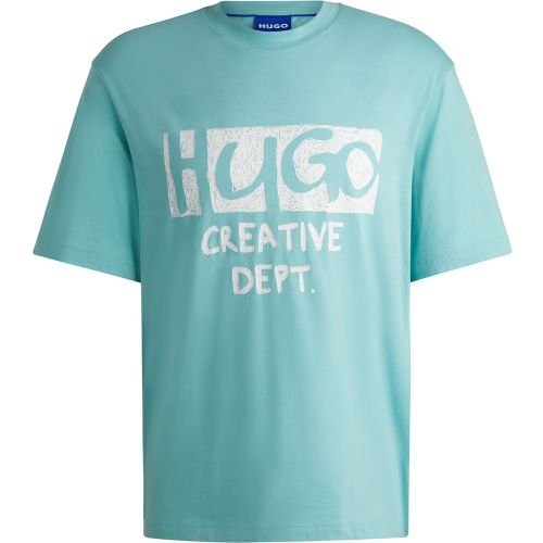 T-shirt en jersey de coton à logo artistique - HUGO - Modalova