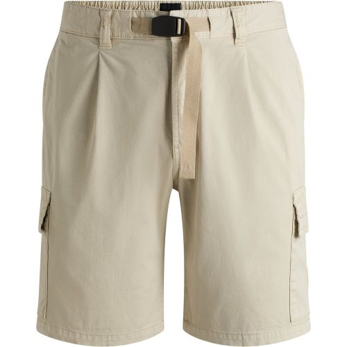Short en popeline de coton stretch avec ceinture - Boss - Modalova