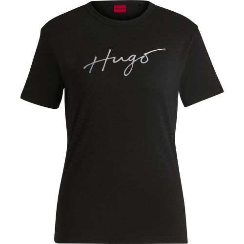 T-shirt en coton à col rond avec imprimé de la saison - HUGO - Modalova