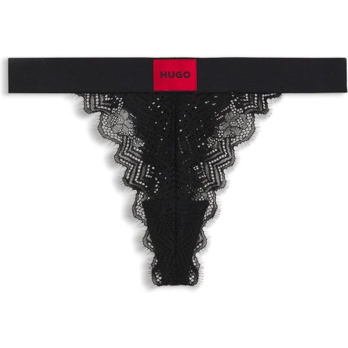 String en dentelle avec étiquette logotée rouge - HUGO - Modalova