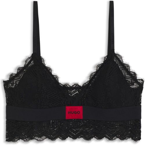 Soutien-gorge avec bordure en dentelle et étiquette logotée rouge - HUGO - Modalova