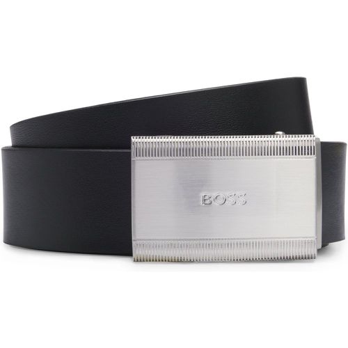 Ceinture en cuir au grain fin avec boucle plate logotée - Boss - Modalova