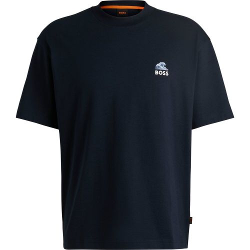 T-shirt en coton flammé à imprimé graphique au dos - Boss - Modalova