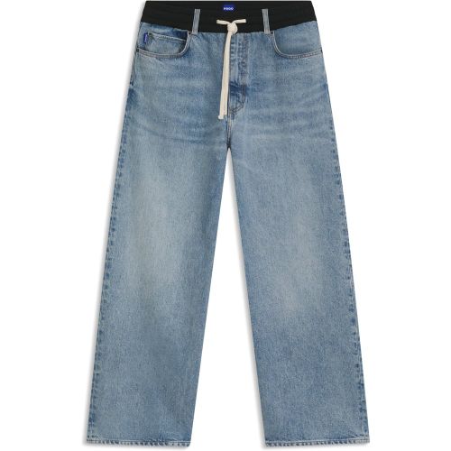 Jean Oversize en denim avec taille en jersey - HUGO - Modalova