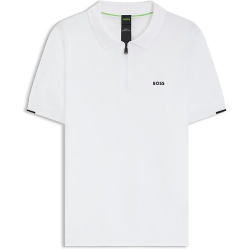 Pull à encolure polo zippée en coton - Boss - Modalova