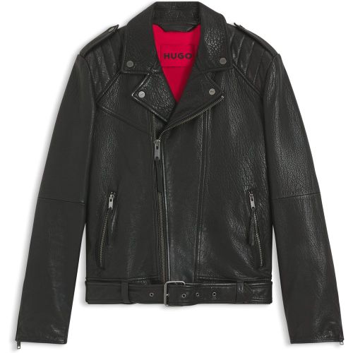 Blouson de motard Regular en cuir de buffle - HUGO - Modalova