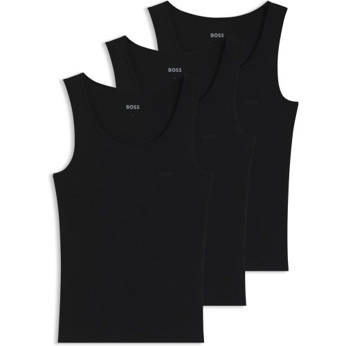Lot de trois débardeurs en coton avec logos brodés - Boss - Modalova