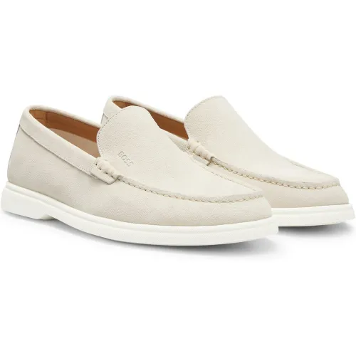 Mocassins en cuir suédé avec semelle extérieure contrastante - Boss - Modalova