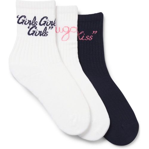 Lot de trois paires de chaussettes côtelées avec messages - HUGO - Modalova