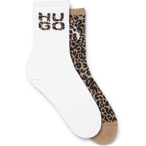 Lot de deux paires de chaussettes mi-mollet avec détails à motif léopard - HUGO - Modalova