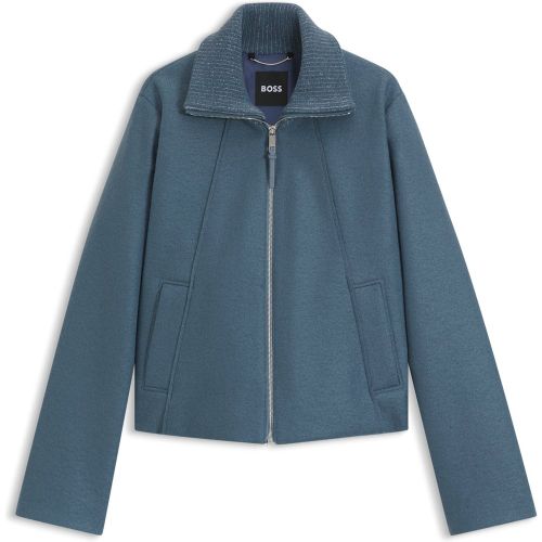 Manteau zippé en laine vierge bouillie - Boss - Modalova