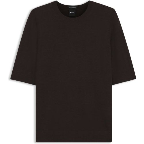 Pull Slim à manches courtes en laine mérinos extra fine - Boss - Modalova