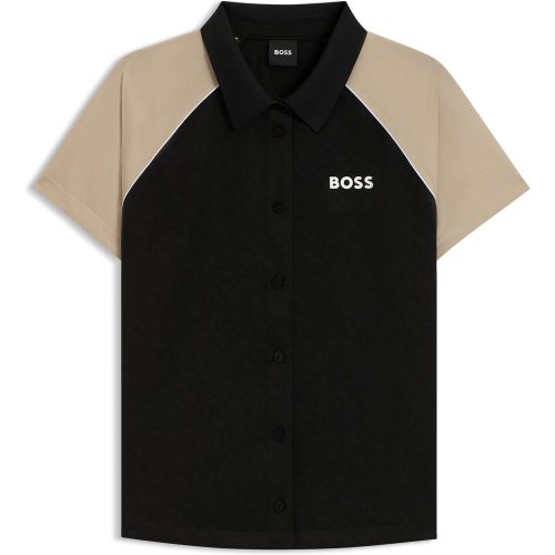 Haut Actif boutonné en tissu jacquard à monogrammes - Boss - Modalova