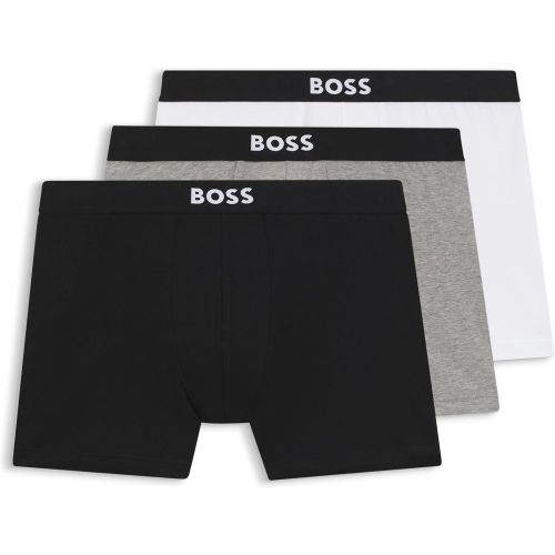 ONE lot de trois boxers longs en coton stretch - Boss - Modalova