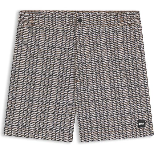 Short de bain à micro-imprimé et badge logoté - Boss - Modalova