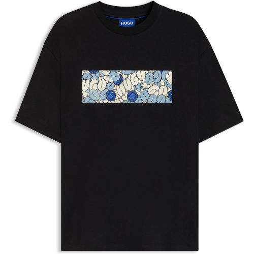 T-shirt en jersey de coton à imprimé logoté artistique - HUGO - Modalova