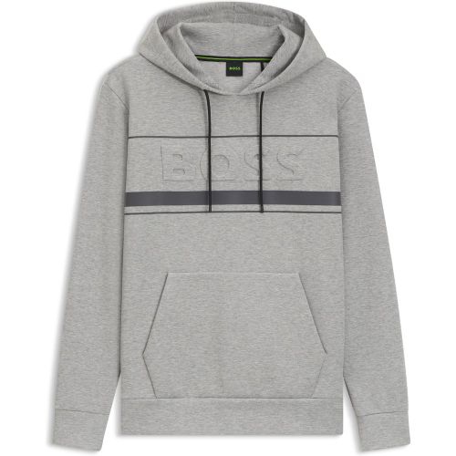 Sweat à capuche en coton mélangé à rayures - Boss - Modalova