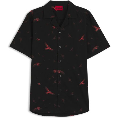 Chemise Relaxed en popeline de coton imprimée - HUGO - Modalova